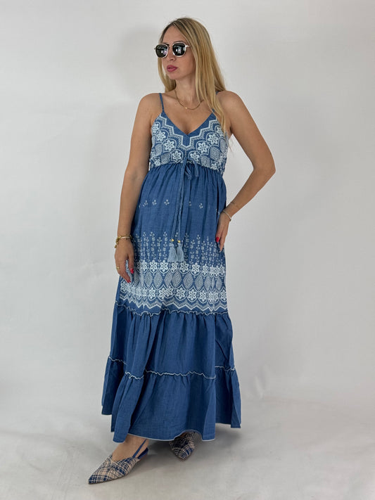 VESTITO DENIM RICAMI