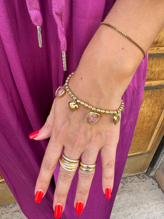 BRACCIALE CUORI ROSA