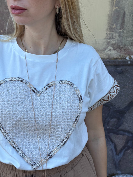 TSHIRT CUORE TWEED