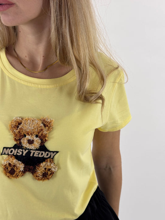 T-SHIRT NOISY TEDDY GIALLA