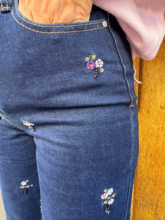 JEANS FIORELLINI DI PERLINE