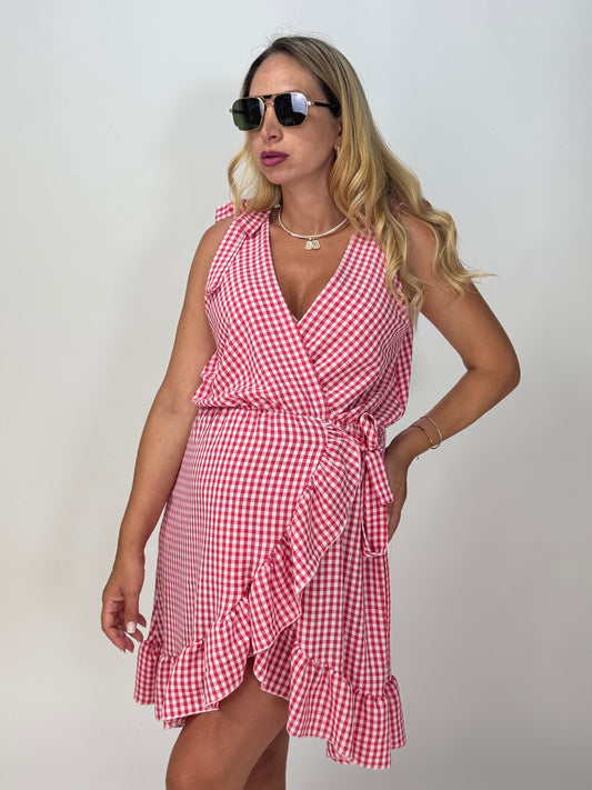 VESTITO QUADRETTI ROSSI