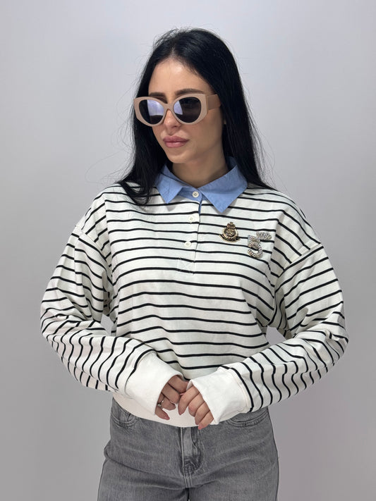 POLO BIANCA RIGHE NERISSA