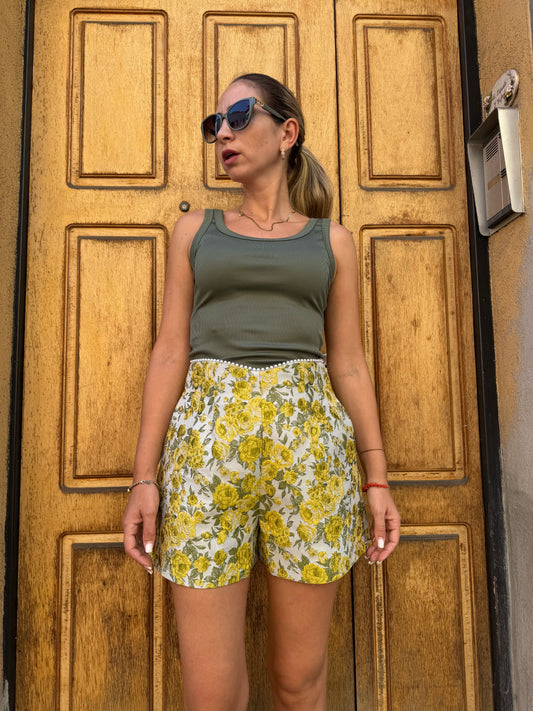 PANTALONCINO DAMASCATO GIALLO