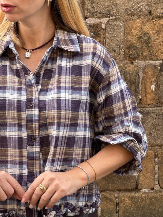 CAMICIA QUADRI ORLO ARRICCIATO