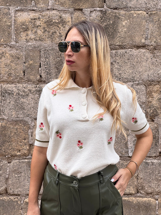 POLO FIORI RICAMATI