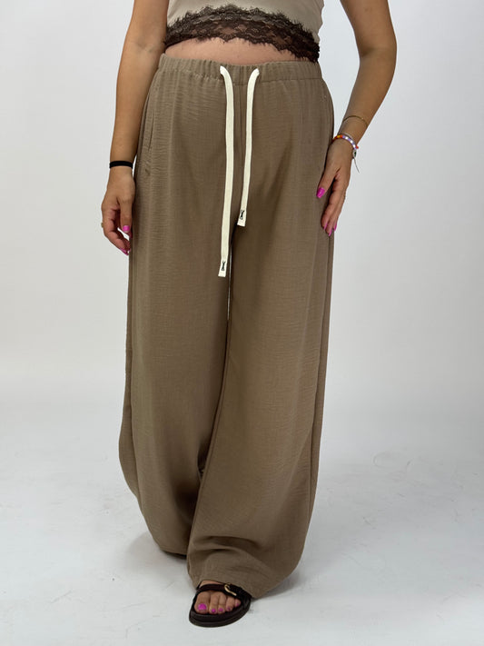 PANTALONE EFFETTO LINO TORTORA