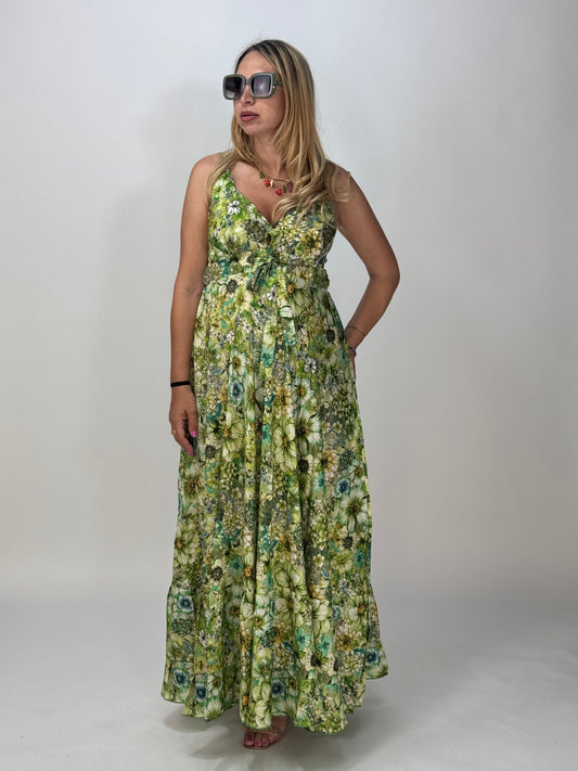 VESTITO MILLEFIORI VERDE