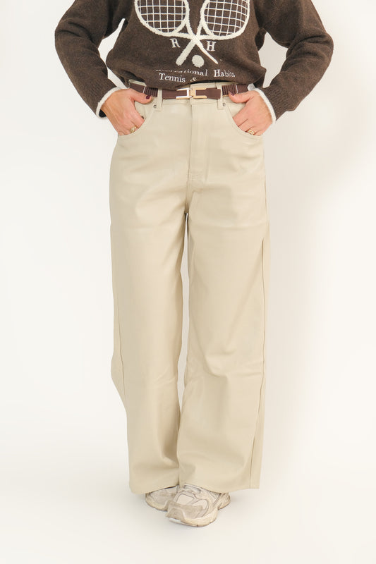 PANTALONE ECOPELLE BURRO