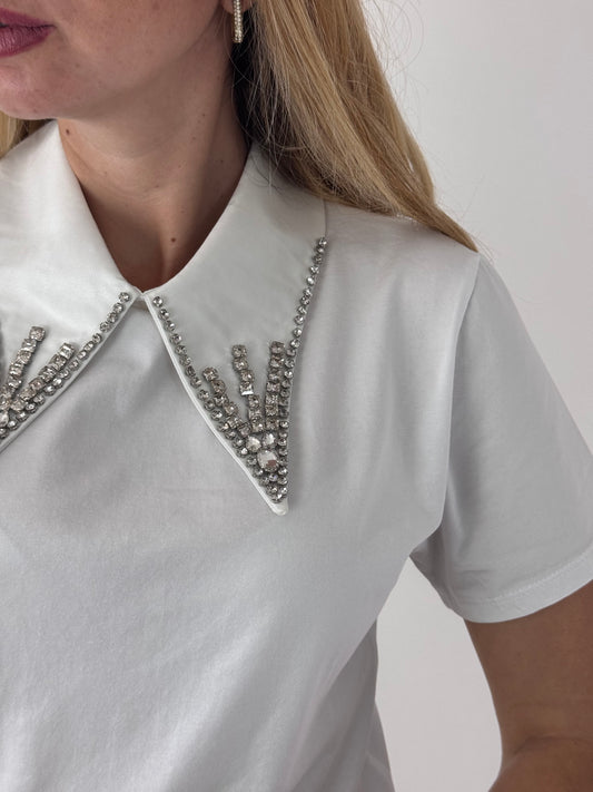 T-SHIRT INES COLLO DI PIETRE