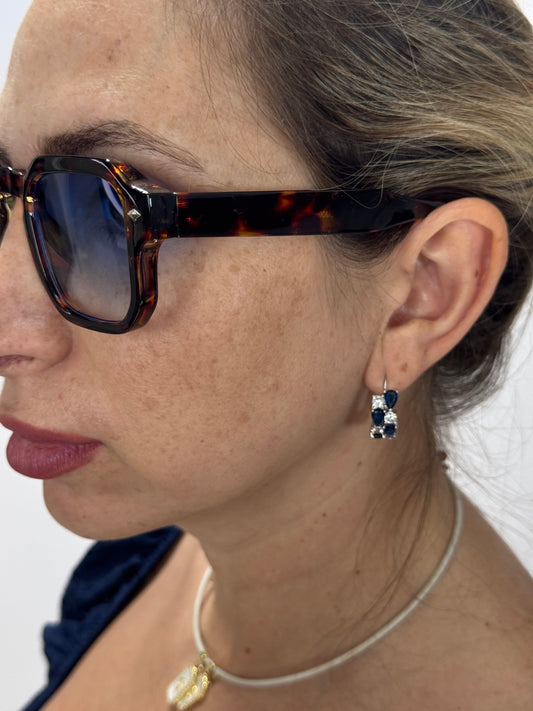 ORECCHINI STRASS BLU
