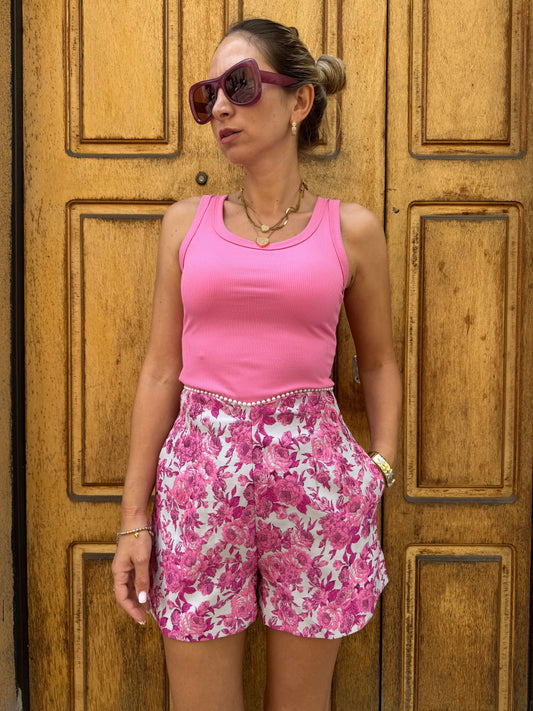 PANTALONCINO DAMASCATO ROSA