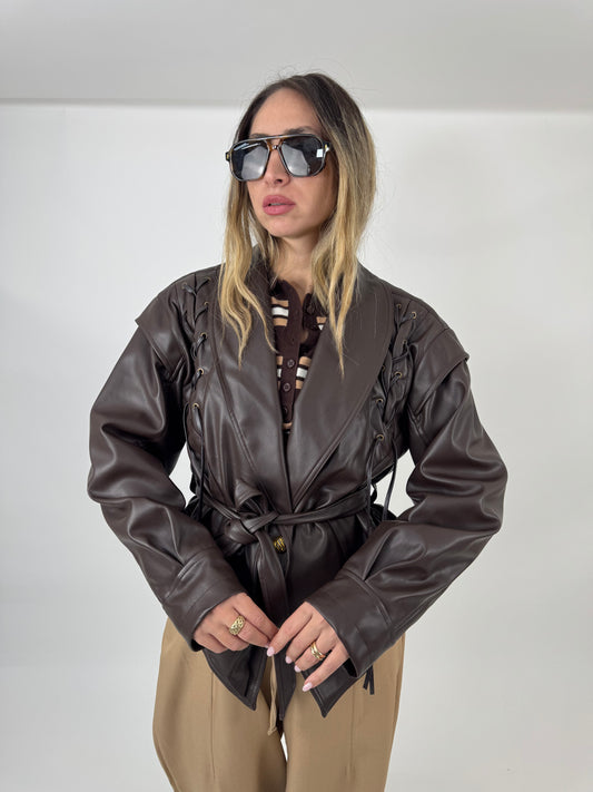 GIUBBINO ECO PELLE TRECCE