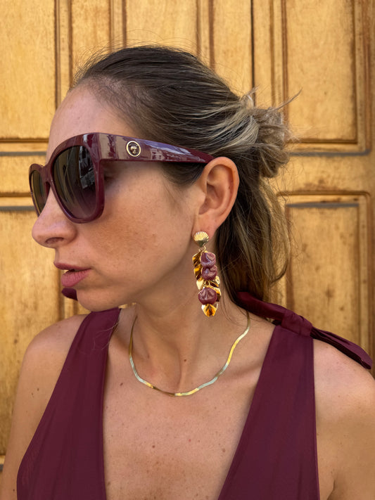 ORECCHINI FOGLIE BORDEAUX