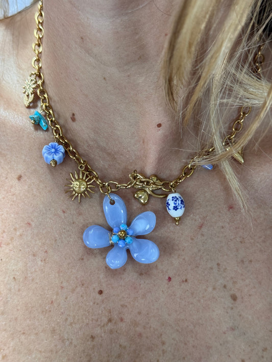 COLLANA CHARME FIORE BLU