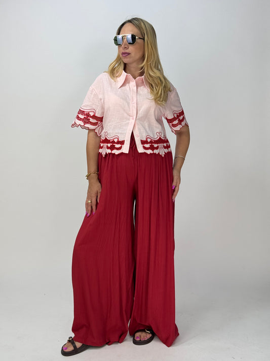 PANTALONE ORNELLA CILIEGIA