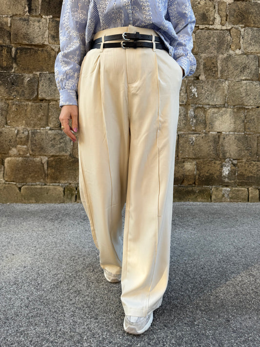 PANTALONE SAMANTA doppio cinturino BURRO