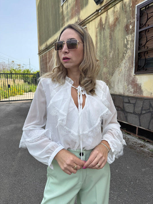 CAMICIA ORGANZA CON PIZZO