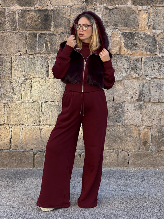 COORDINATO IN ECOPELLICCIA BORDEAUX