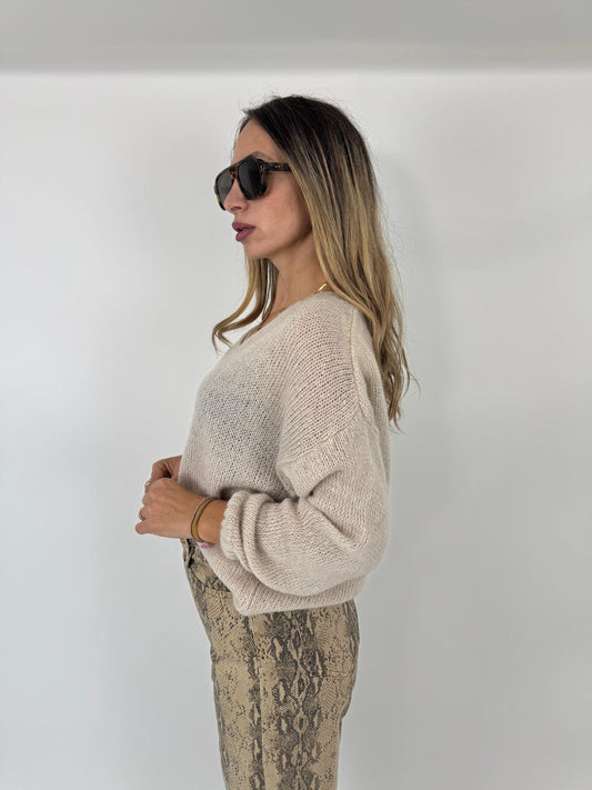 MAGLIONE 'BASIC'SCOLLO A V BURRO