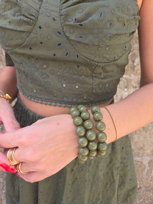 BRACCIALE PERLE VERDE MILITARE