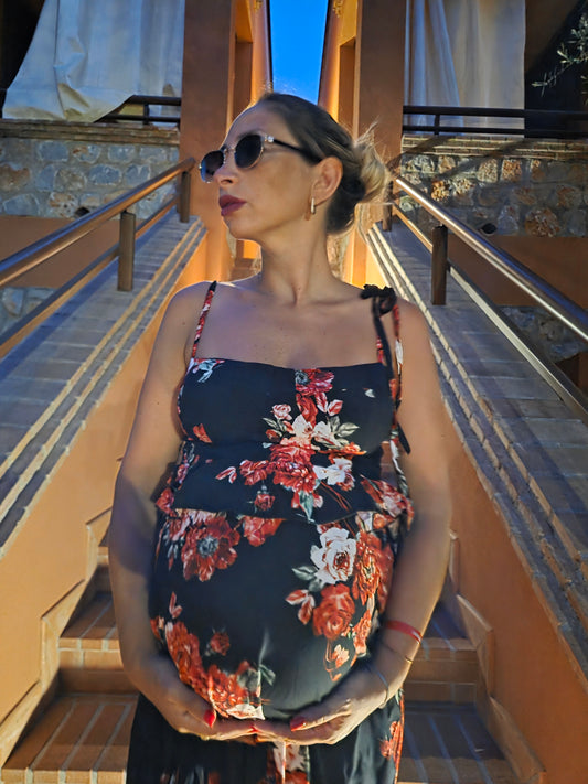 VESTITO NERO CON FIORI