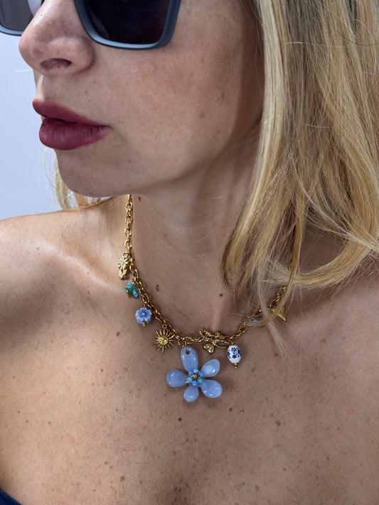 COLLANA CHARME FIORE BLU