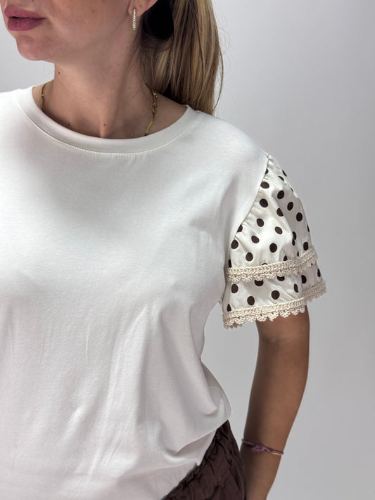 T-SHIRT MANICHE POIS CHOCO