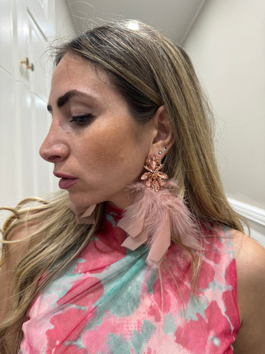ORECCHINI PIUMA ROSA