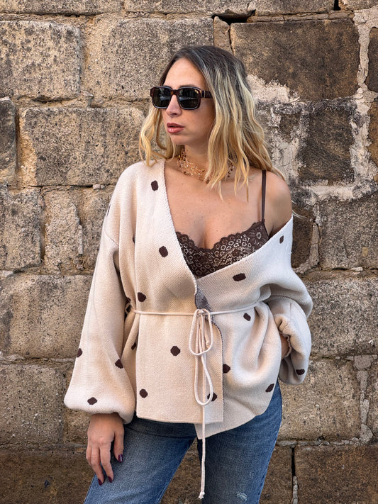 CARDIGAN WOOD CON POIS CHOCO