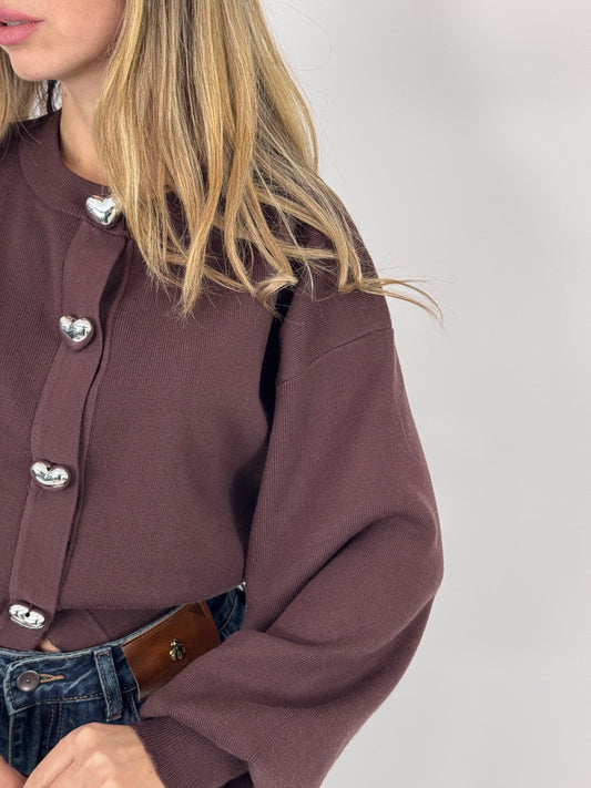 CARDIGAN CUORI BOMBATI CHOCO