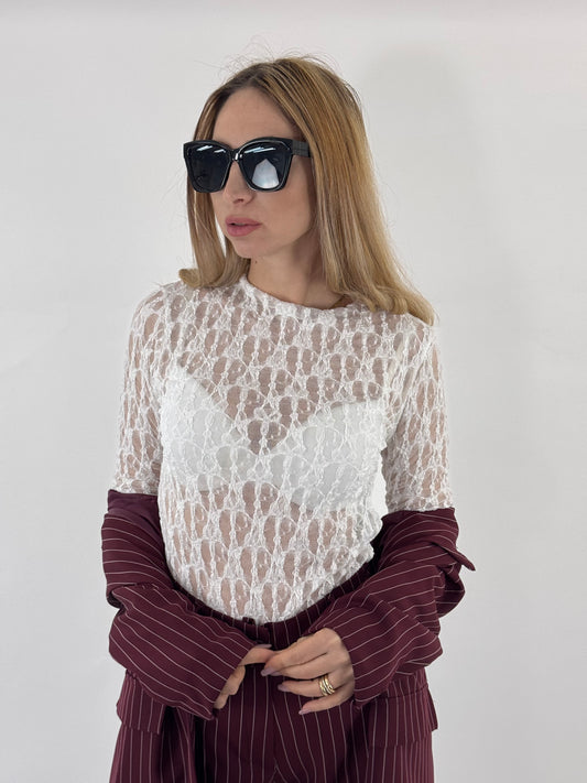 MAGLIETTINA IN PIZZO KELLY BIANCA