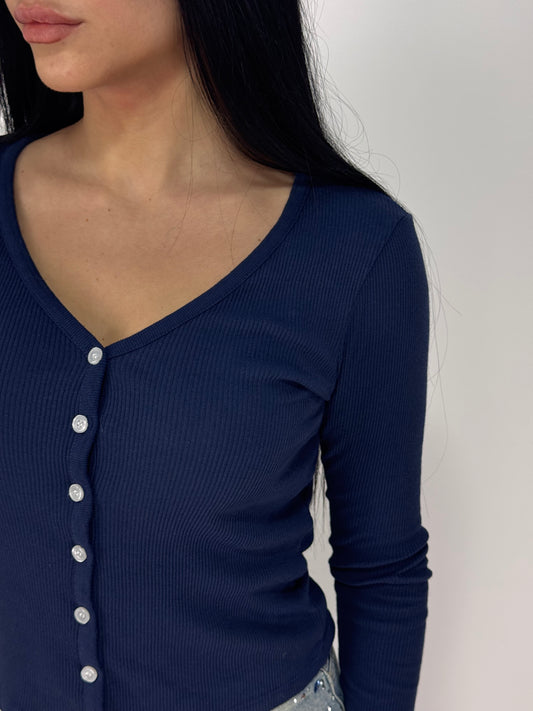 MAGLIA CROP DIANA BLU