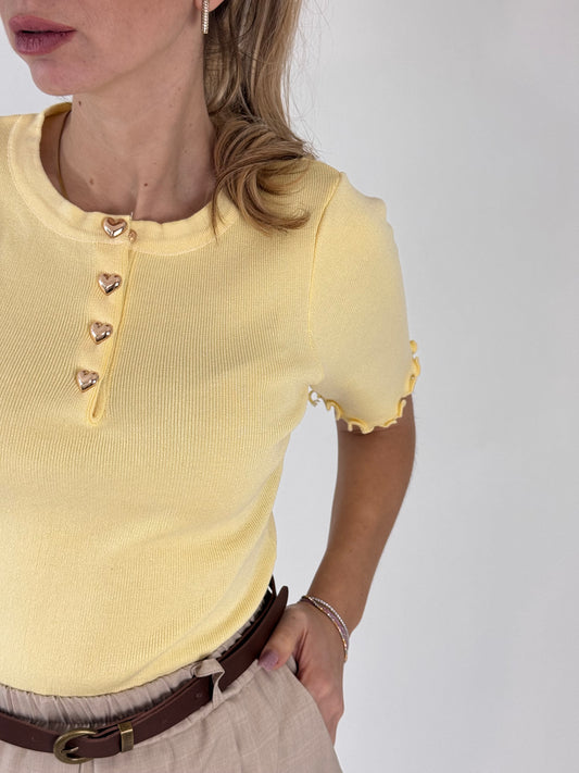 MAGLIA BRENDA CUORICINI GIALLA