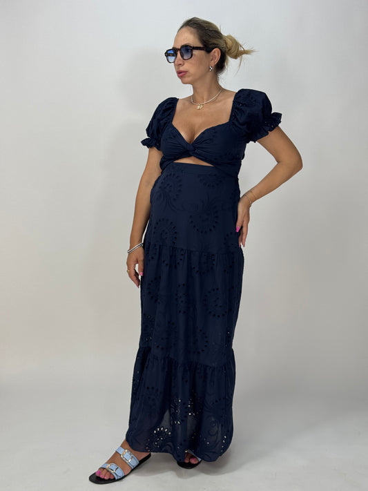 VESTITO PIZZO SANGALLO BLU
