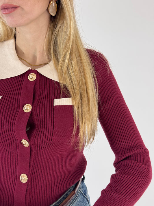 CARDIGAN SVEVA BORDEAUX