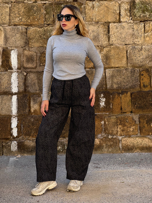 PANTALONE ANIMALIER NERO
