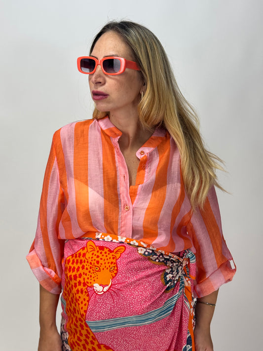 CAMICIA RIGHE ROSA/ARANCIONE
