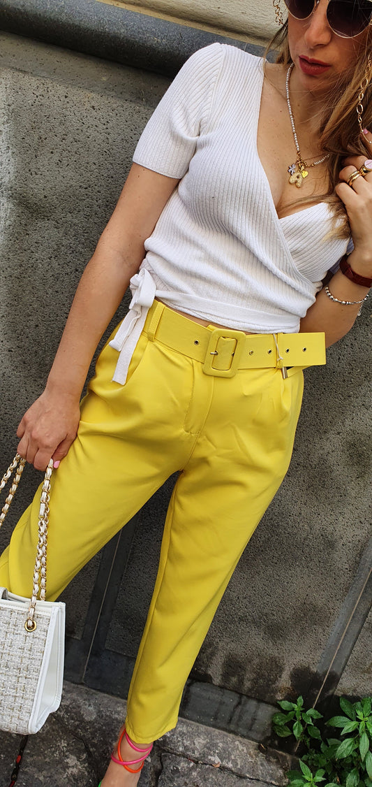 PANTALONE MOD Z CON CINTURINO-GIALLO