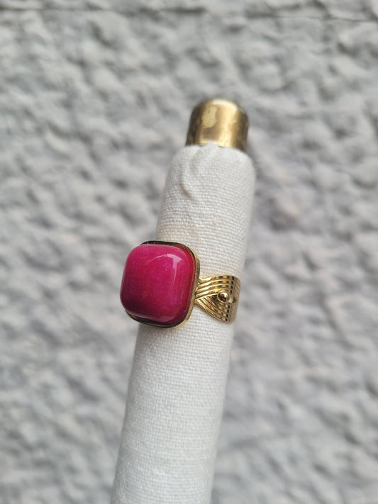 ANELLO INFINITA' PIETRA ROSA QUADRATO