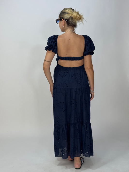 VESTITO PIZZO SANGALLO BLU