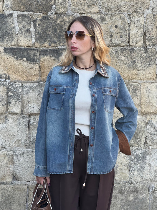 CAMICIA DENIM RICAMI