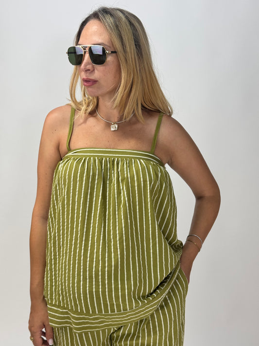 COORDINATO VERDE A RIGHE