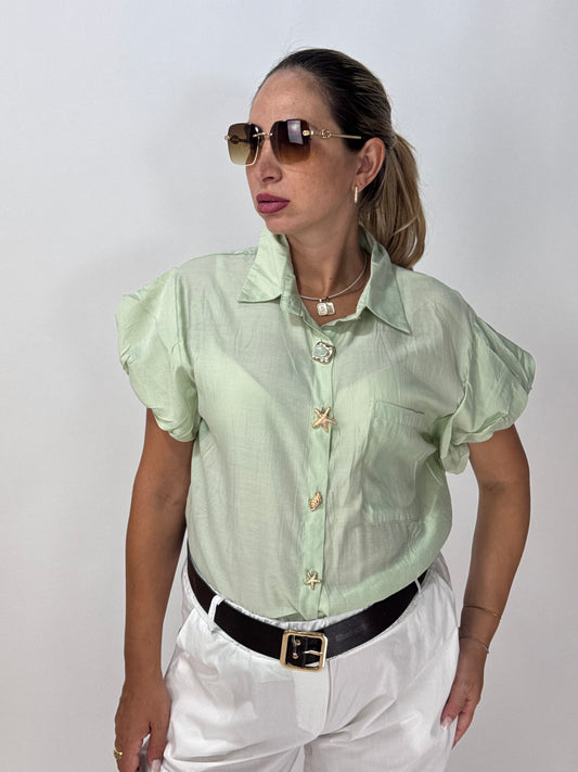 CAMICIA VERDE BOTTONCINI MARINI