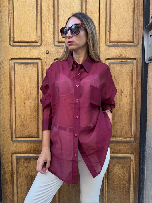 CAMICIA OVER BORDEAUX