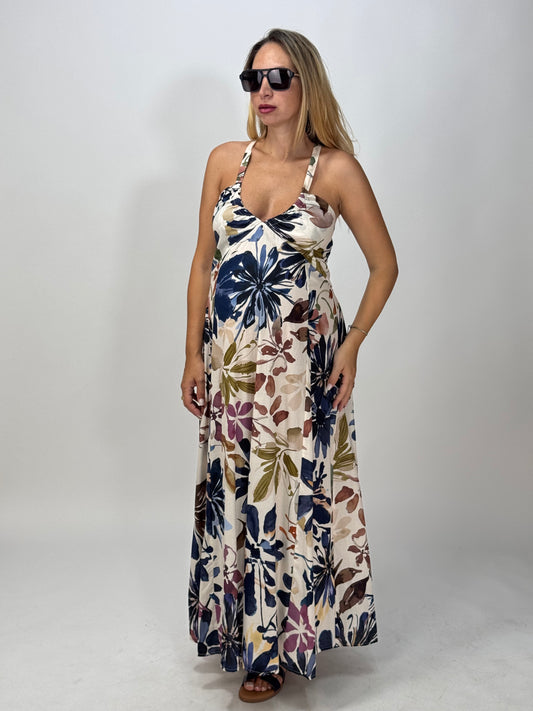 VESTITO TIANA FIORI BLU