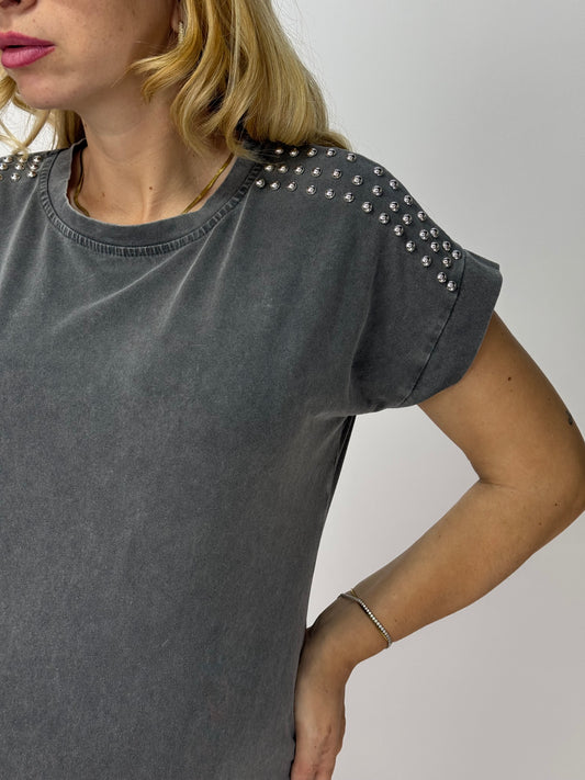 VESTITO BORCHIE GRIGIO