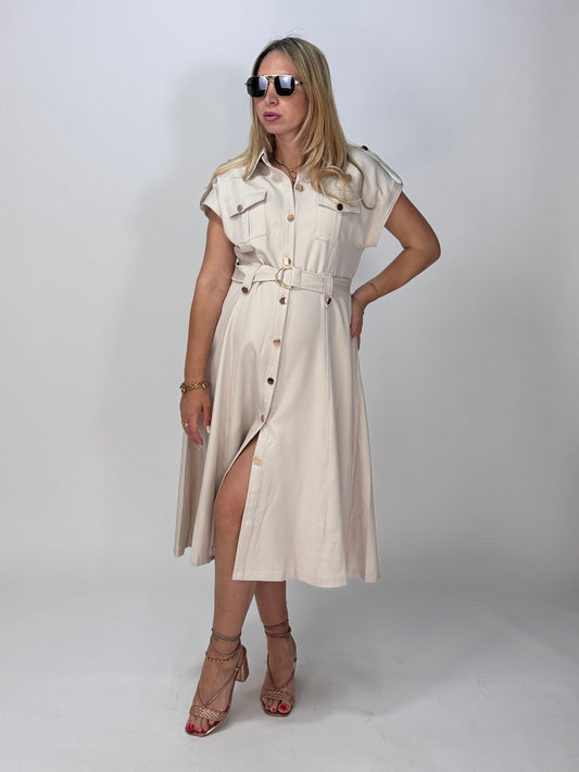 CHEMISIER BEIGE CON CINTURINO
