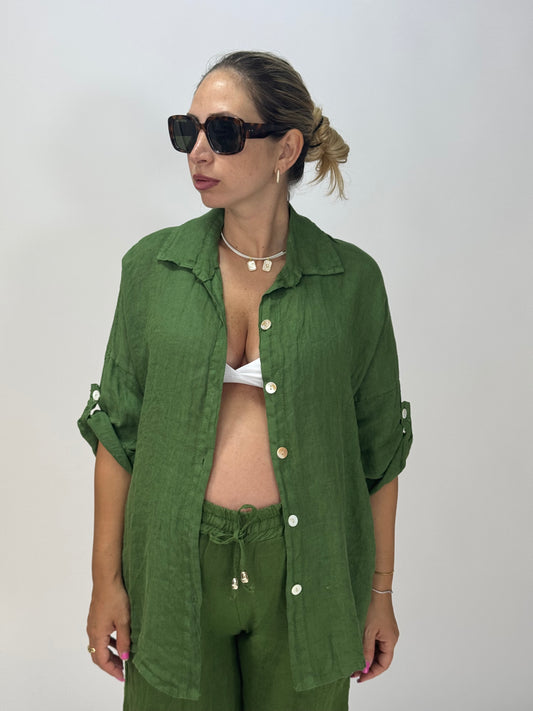 COORDINATO 100% LINO VERDE