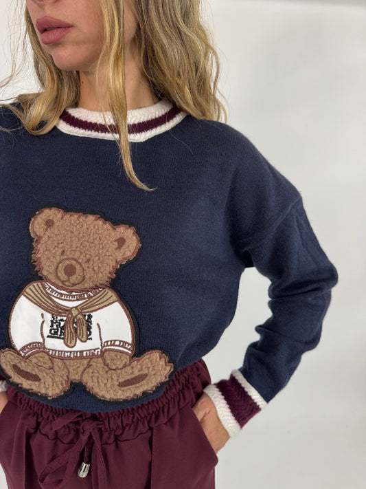 MAGLIONE SEWN TEDDY BLU**PREORDINE**